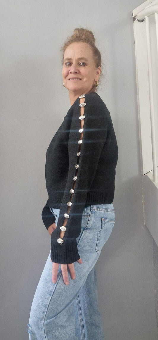 Open arm sweater - Zwart