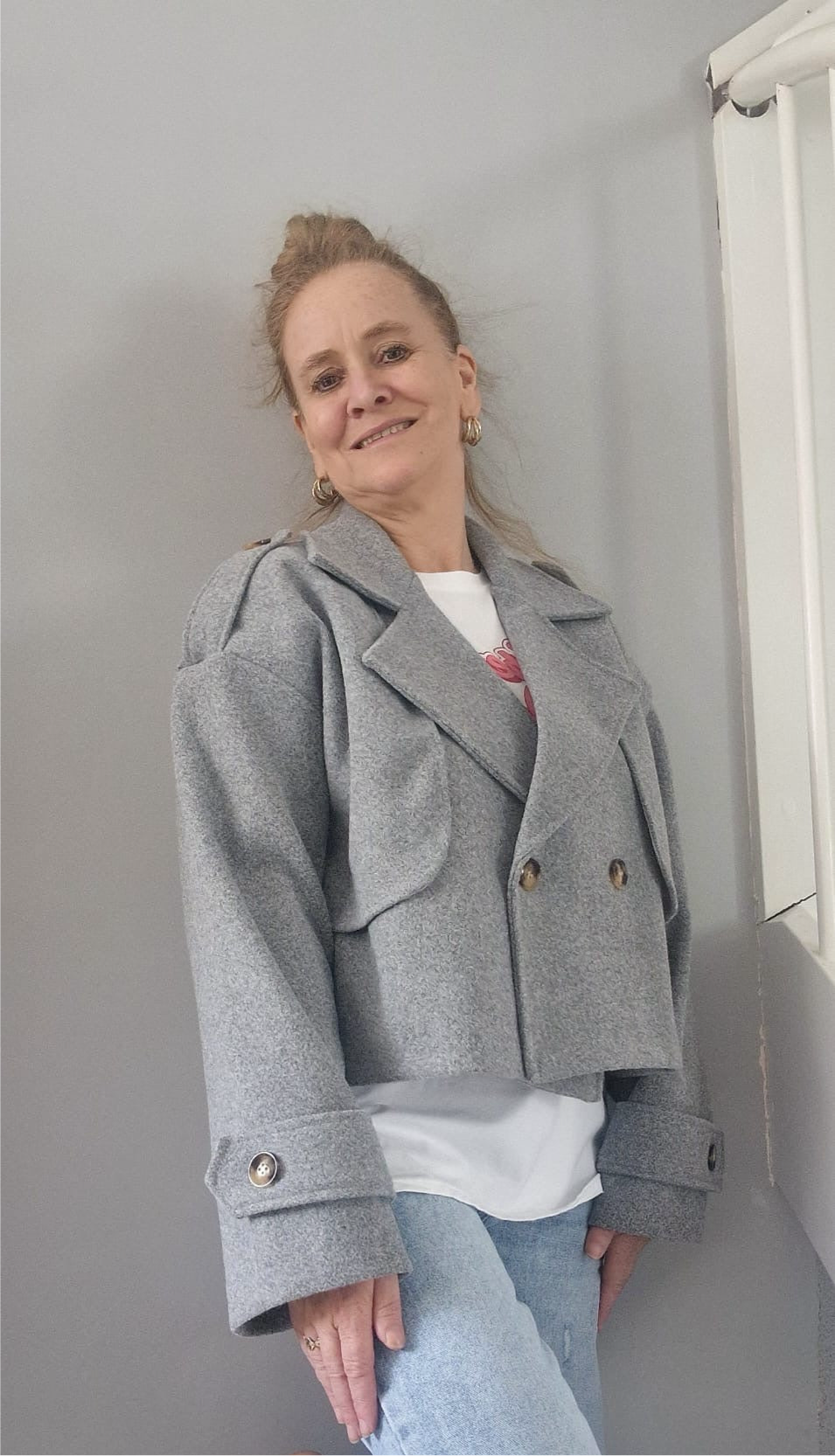 Trenchcoat Cropped Herfst - Grijs