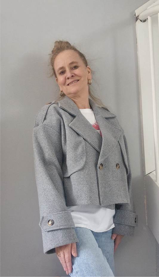 Trenchcoat Cropped Herfst - Grijs