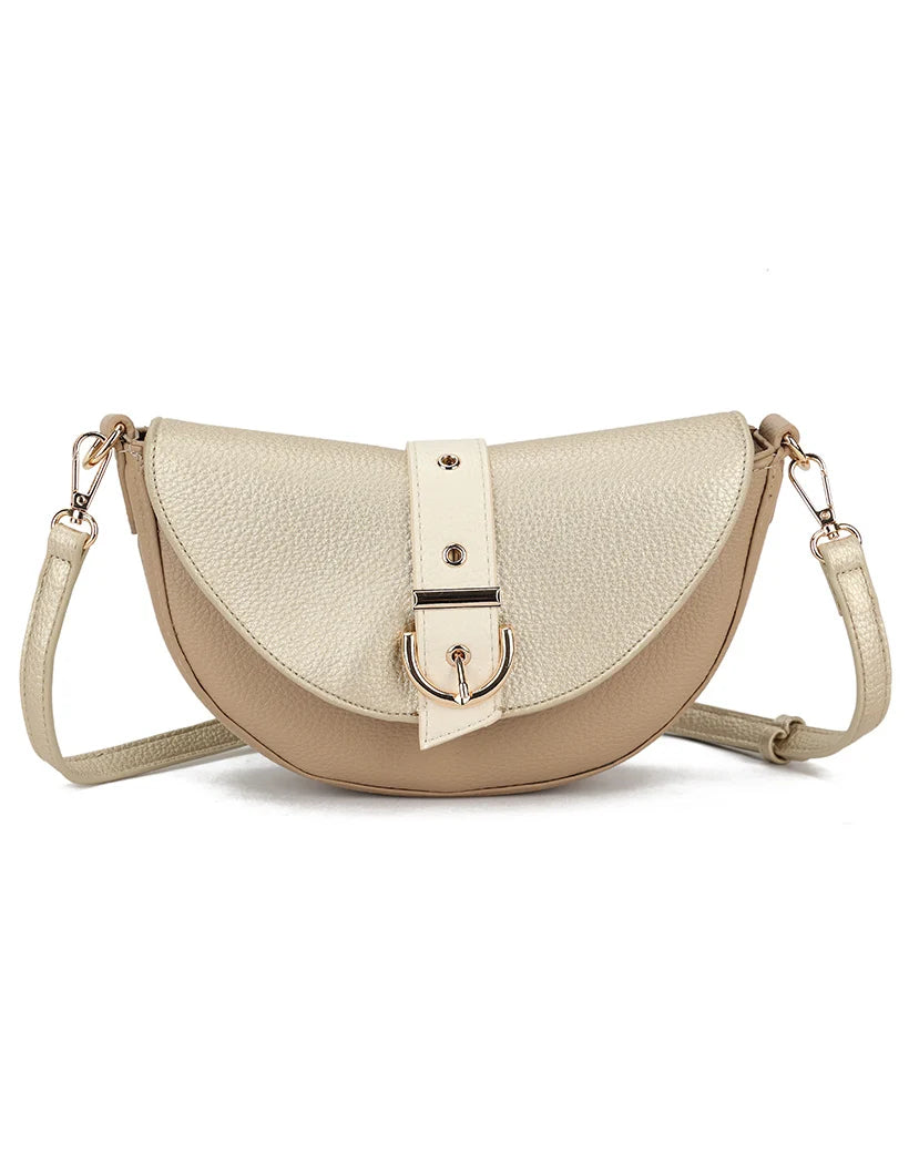 Schoudertas met elegante halfronde vorm – Beige/Crème Jessy