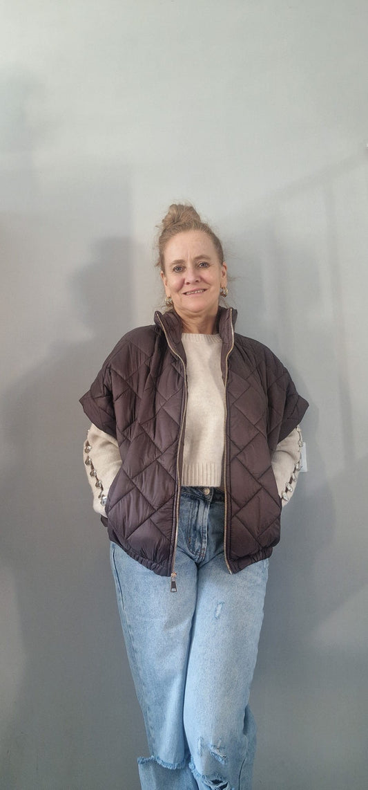 Body warmer met rits - Bruin