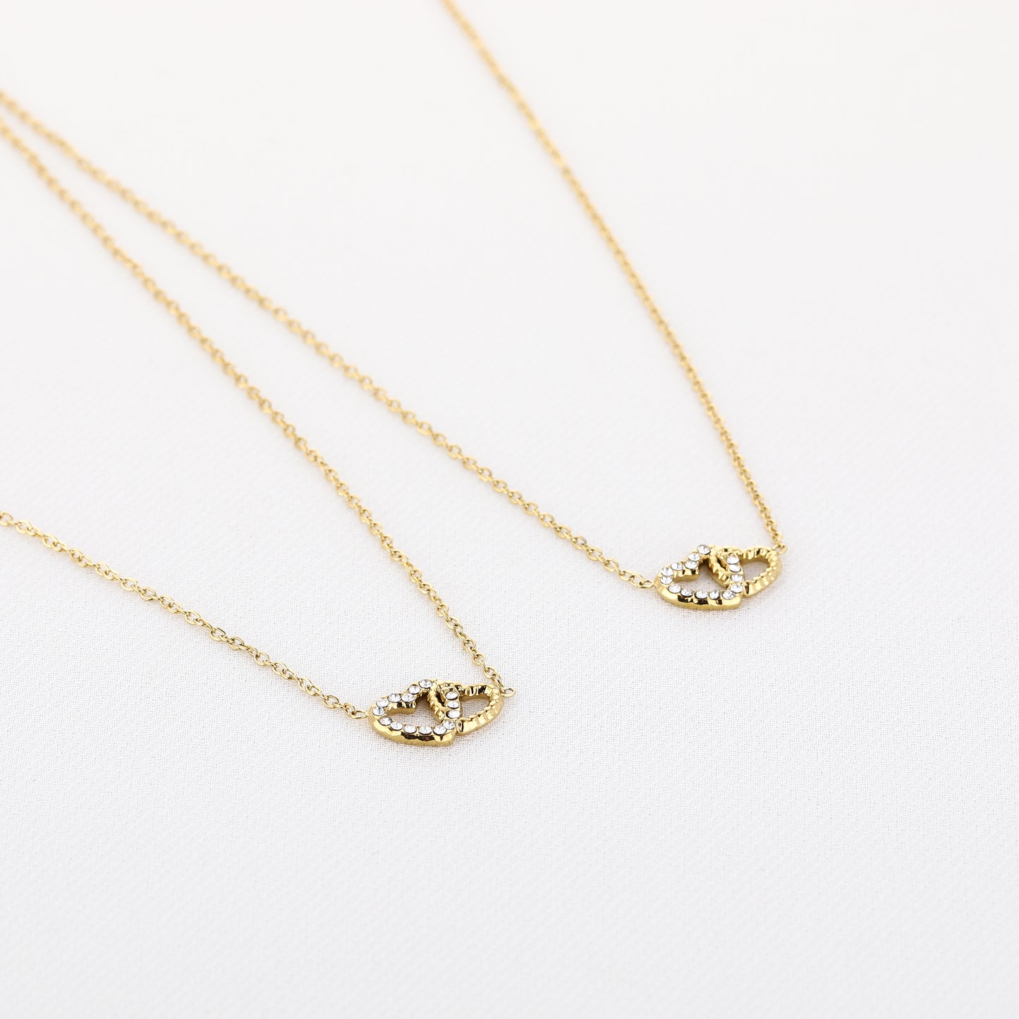 Moeder Dochter ketting met hartjes