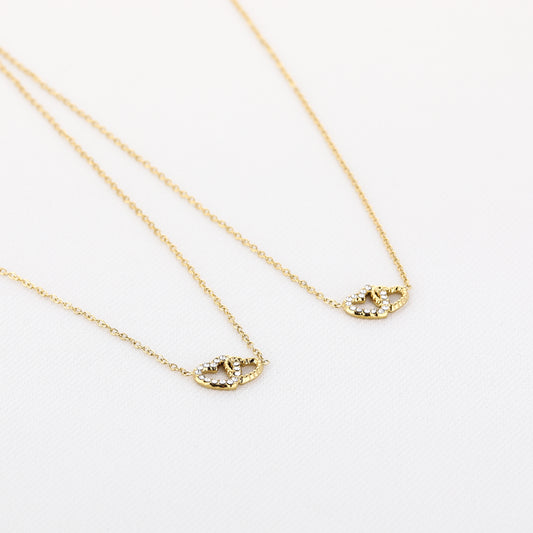 Moeder Dochter ketting met hartjes